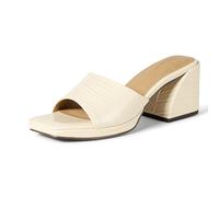 Amazon Essentials Platform Mule Sandals Femme, Faux Crocodile Crème, 44.5 EU