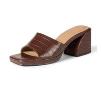 Amazon Essentials Platform Mule Sandals Femme, Faux Crocodile Marron, 44.5 EU