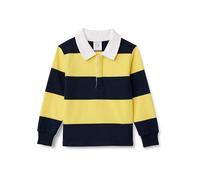 Amazon Essentials Polo de rugby Garçon, Bleu Marine Jaune Motif Rayures Rugby, 9 ans