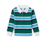 Amazon Essentials Polo de rugby Garçon, Vert Émeraude Foncé Bleu Rayure Large, 4 ans