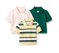 Amazon Essentials Polo en Coton avec Élasthanne Bébé Garçon, Lot de 3, Rayure Large/Rose Pâle/Vert Foncé, 12 mois