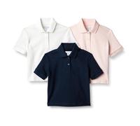 Amazon Essentials Polo en Coton avec Élasthanne Fille, Lot de 3, Rose Pâle/Bleu Marine/Blanc, 3 ans