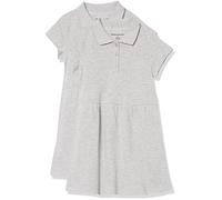 Amazon Essentials Polos en piqué à Manches Courtes Fille, Lot de 2, Gris Chiné, 8 Ans