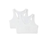 Amazon Essentials Première Brassière Courte à Dos Nageur en Jersey de Coton Fille, Lot de 2, Blanc, 6-7 ans
