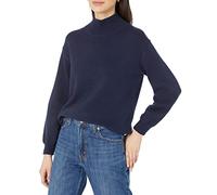 Amazon Essentials Pull à col cheminée en coton pour femme (disponible en grande taille), bleu marine, taille S