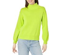 Amazon Essentials Pull à col cheminée en Coton pour Femme (Disponible en Grande Taille), Vert Citron, Taille XL