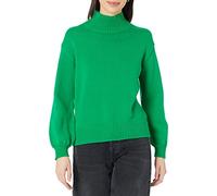 Amazon Essentials Pull à col cheminée en coton pour femme (disponible en grande taille), vert, taille XS