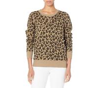 Amazon Essentials Pull à Col Rond en Polaire (Disponible en Grandes Tailles) Femme, Chameau Imprimé Léopard, XS