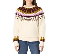 Amazon Essentials Pull à Col Rond Fair Isle, Coupe Surdimensionnée Femme, Blanc Crème Caramel Tricot À Chevrons, XL