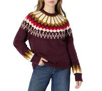 Amazon Essentials Pull à Col Rond Fair Isle, Coupe Surdimensionnée Femme, Bordeaux Foncé Blanc Crème Tricot À Chevrons, XXL