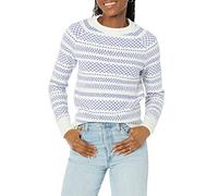 Amazon Essentials Pull à col roulé à Motif Fair Isle Doux au Toucher Femme, Blanc Bleu Graphic Fairisle, S