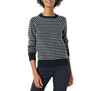 Amazon Essentials Pull à col roulé à Motif Fair Isle Doux au Toucher Femme, Blanc Charbon Noir Rayures, S