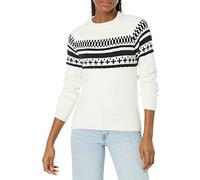 Amazon Essentials Pull à col roulé à Motif Fair Isle Doux au Toucher Femme, Blanc Noir Simplified Fairisle, M