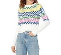 Amazon Essentials Pull à col roulé à Motif Fair Isle Doux au Toucher Femme, Blanc Winter Fairisle, L