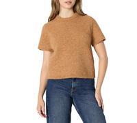 Amazon Essentials Pull à Manches Courtes en Faux Mohair, Coupe Décontractée Femme, Fauve Chiné, XXS