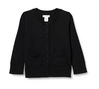 Amazon Essentials Pull Cardigan à Col Rond, Coupe Ajustée Fille, Noir, 6-7 ans