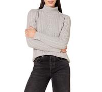 Amazon Essentials Pull Col Roulé en Maille Torsadée Style Irlandais (Grandes Tailles Disponibles) Femme, Gris Clair Chiné, M