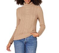 Amazon Essentials Pull Col Roulé en Maille Torsadée Style Irlandais (Grandes Tailles Disponibles) Femme, Fauve Chiné, S