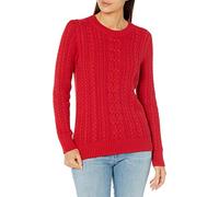 Amazon Essentials Pull de pêcheur à Manches Longues et col Rond pour Femme (Disponible en Grande Taille), Rouge, Taille TP