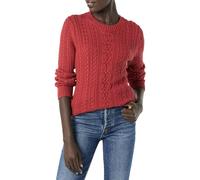 Amazon Essentials Pull de pêcheur à Manches Longues et col Rond pour Femme (Disponible en Grande Taille), Rouge foncé, Taille TP