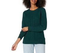 Amazon Essentials Pull Doux à Col Rond et Manches Longues Type Pêcheur, Maille Torsadée (Disponible en Grandes Tailles) Femme, Vert Profond, XXL