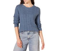 Amazon Essentials Pull Doux à Col Rond et Manches Longues Type Pêcheur, Maille Torsadée (Disponible en Grandes Tailles) Femme, Bleu Chiné, XL