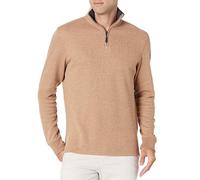 Amazon Essentials Pull Finement Côtelé Zippé 1/4 Homme, Fauve Chiné, XS