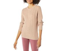 Amazon Essentials Pull Fisherman à Manches Longues et col Rond pour Femme (Disponible en Grande Taille), Taupe chiné, Taille L