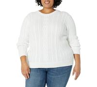 Amazon Essentials Pull Fisherman à manches longues et col rond pour femme (disponible en grande taille), blanc, XS