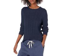 Amazon Essentials Pull Fisherman à manches longues et col rond pour femme (disponible en grande taille), bleu marine, XL