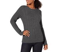 Amazon Essentials Pull Fisherman à manches longues et col rond pour femme (disponible en grande taille), anthracite chiné, taille S