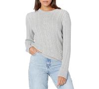 Amazon Essentials Pull Fisherman à manches longues et col rond pour femme (disponible en grande taille), gris clair chiné, taille L