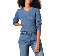 Amazon Essentials Pull Léger à Manches Longues en Maille Torsadée Femme, Bleu Chiné, XL