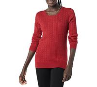 Amazon Essentials Pull Léger à Manches Longues en Maille Torsadée Femme, Rouge Foncé, XL