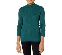 Amazon Essentials Pull Léger à Manches Longues en Maille Torsadée Femme, Vert Forêt, S