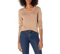 Amazon Essentials Pull Léger à Manches Longues et Col en V Femme, Fauve Chiné, XS