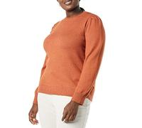 Amazon Essentials Pull Ras du Cou à Épaules Plissées Doux Au Toucher Femme, Caramel, L