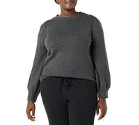 Amazon Essentials Pull Ras du Cou à Épaules Plissées Doux Au Toucher Femme, Charbon Chiné, XL