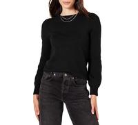 Amazon Essentials Pull Ras du Cou à Épaules Plissées Doux Au Toucher Femme, Noir, M