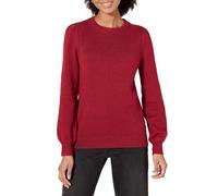 Amazon Essentials Pull Ras du Cou à Épaules Plissées Doux Au Toucher Femme, Rouge Foncé, XS