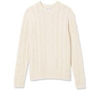 Amazon Essentials Pull Ras-du-Cou Torsadé, Type Côtes Anglaises, à Manches Longues, 100% Coton Homme, Blanc Cassé, M