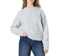 Amazon Essentials Pull Torsadé à Col Rond, Coupe Décontractée Femme, Gris Clair Chiné, S