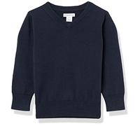 Amazon Essentials Pull unisexe en coton à col en V pour tout-petits, bleu marine chiné, 3T