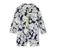 Amazon Essentials Rashguard Une pièce à Manches Longues pour bébé Unisexe - Bleu Marine Folk Floral - 18 Mois