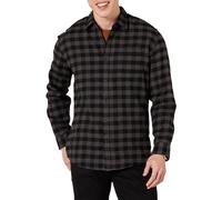Amazon Essentials Regular-fit Long-sleeve Plaid Flannel Shirt, Chemise Homme, Gris (Charcoal Buffalo Plaid), Small