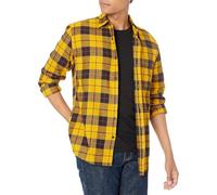 Amazon Essentials Regular-fit Long-sleeve Plaid Flannel Shirt, Chemise Homme, Jaune (Yellow Plaid), Large