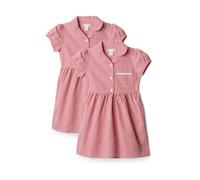 Amazon Essentials Robe à Carreaux Vichy d’Uniforme Scolaire Fille, Lot de 2, Vichy Rouge, 4-5 ans