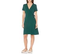 Amazon Essentials Robe à Manches Courtes Effet Portefeuille Longueur Genou Femme, Vert Jade, L