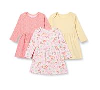 Amazon Essentials Robe à Manches Longues en Coton Bébé Fille, Lot de 3, Fleuri/Jaune Pâle, 0-3 mois
