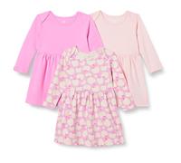 Amazon Essentials Robe à Manches Longues en Coton Bébé Fille, Lot de 3, Rose/Pommes, 3-6 mois